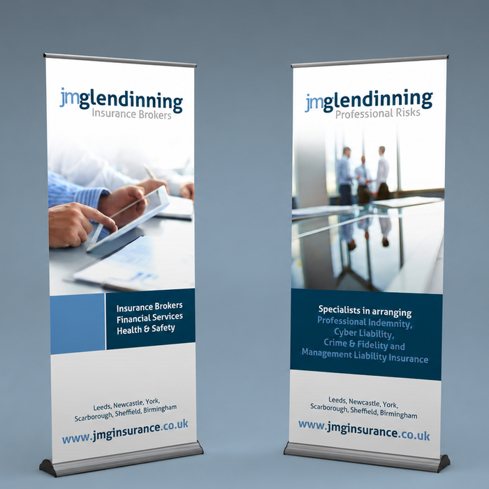Pull-Up Banner Displays for JMG Insurance: Supporting Industry Growth and Visibility
