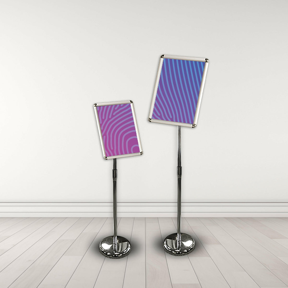 Rotating Display Frames Freestanding Telescopic Rotating Snap Frame Display Stand — Display Direct